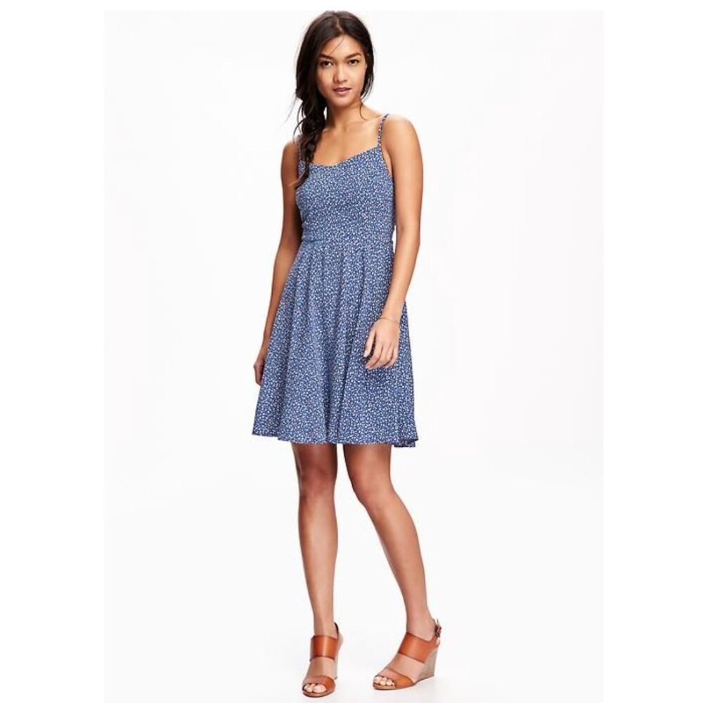 Old Navy Blue Floral A-Line Cami Sundress Dress SP